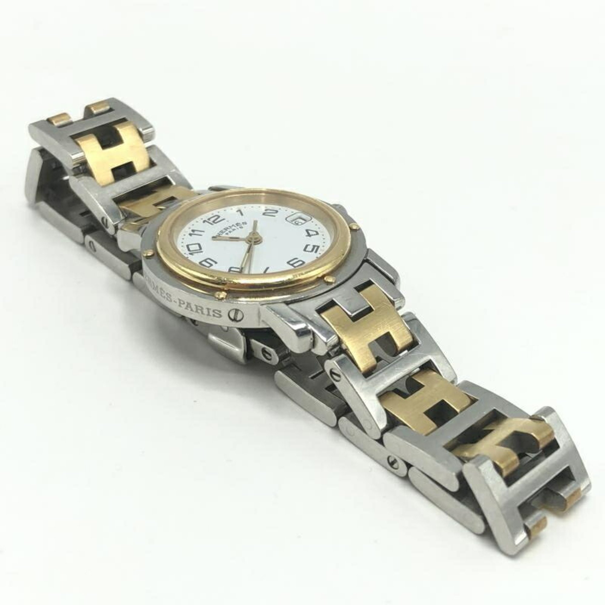 HERMES Clipper Watch CL4.220 Silver Gold Hermes
