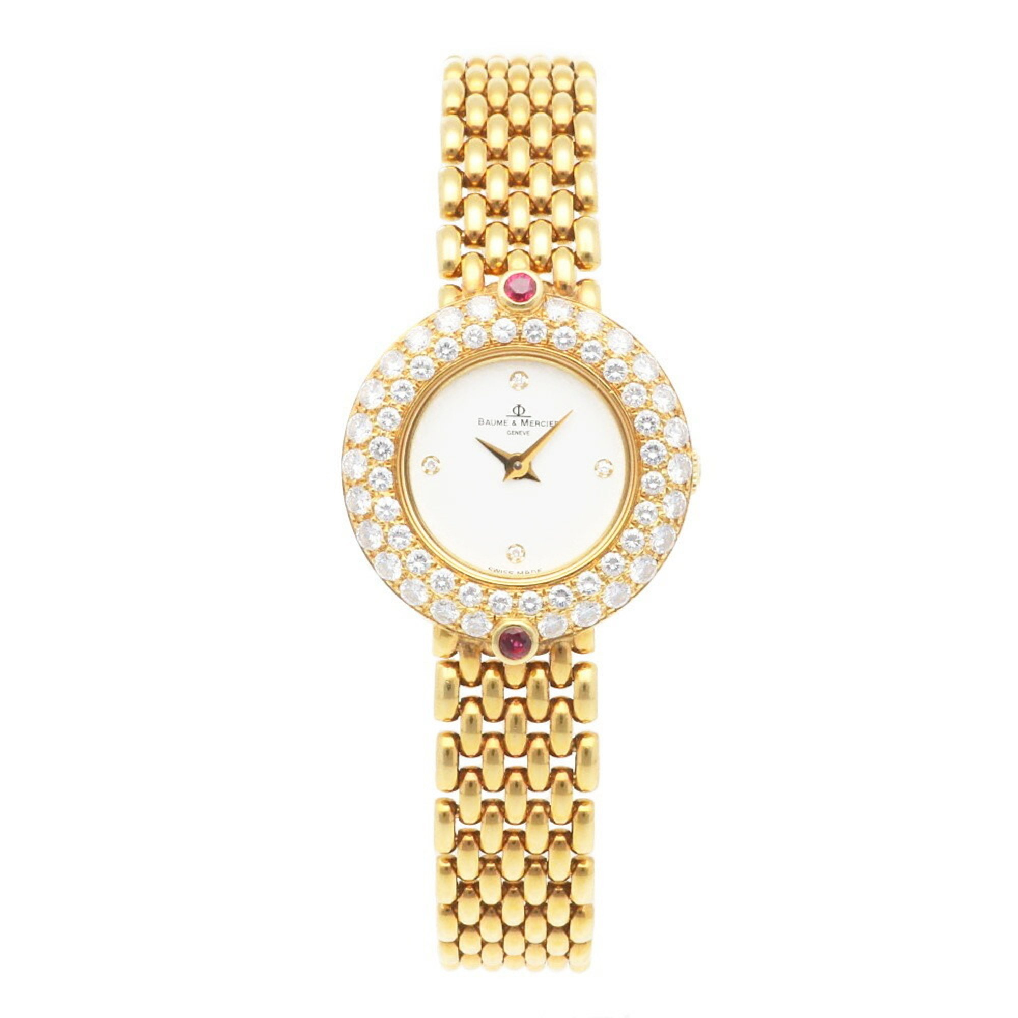 Baume & Mercier Watch 18K 988 16788 Quartz Ladies Diamond Bezel