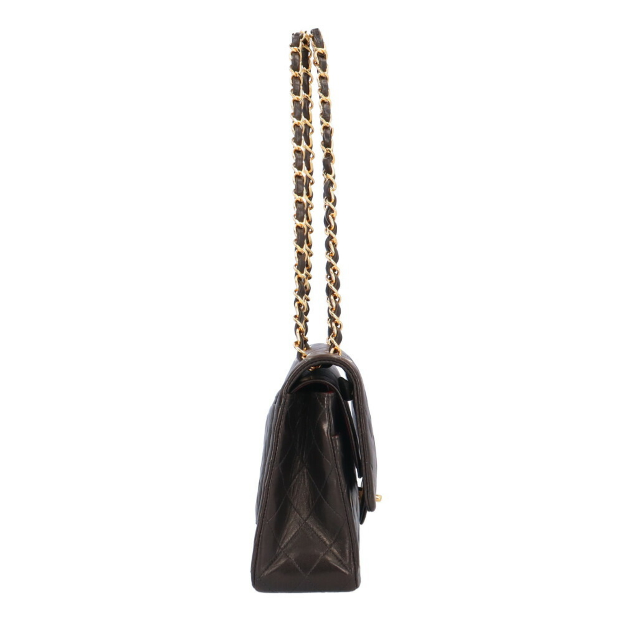 Chanel W Flap 25 Matelasse Shoulder Bag Lambskin Black Women's CHANEL