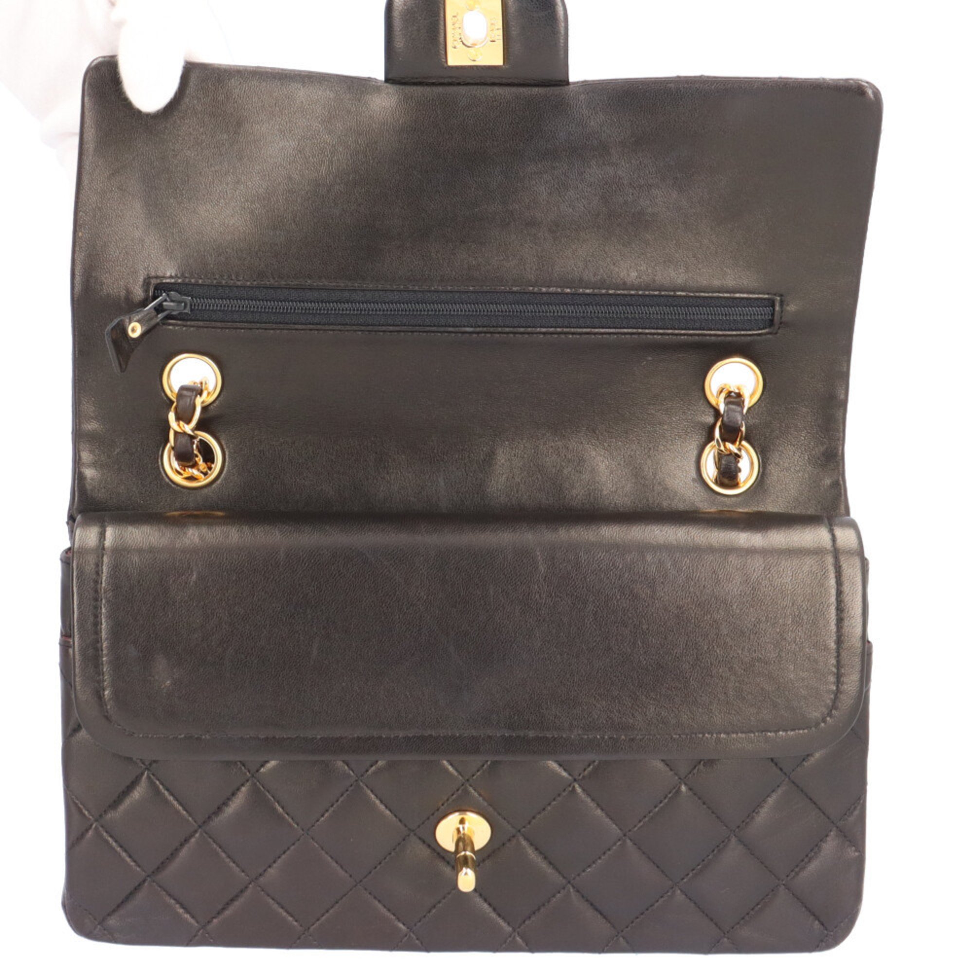 Chanel W Flap 25 Matelasse Shoulder Bag Lambskin Black Women's CHANEL