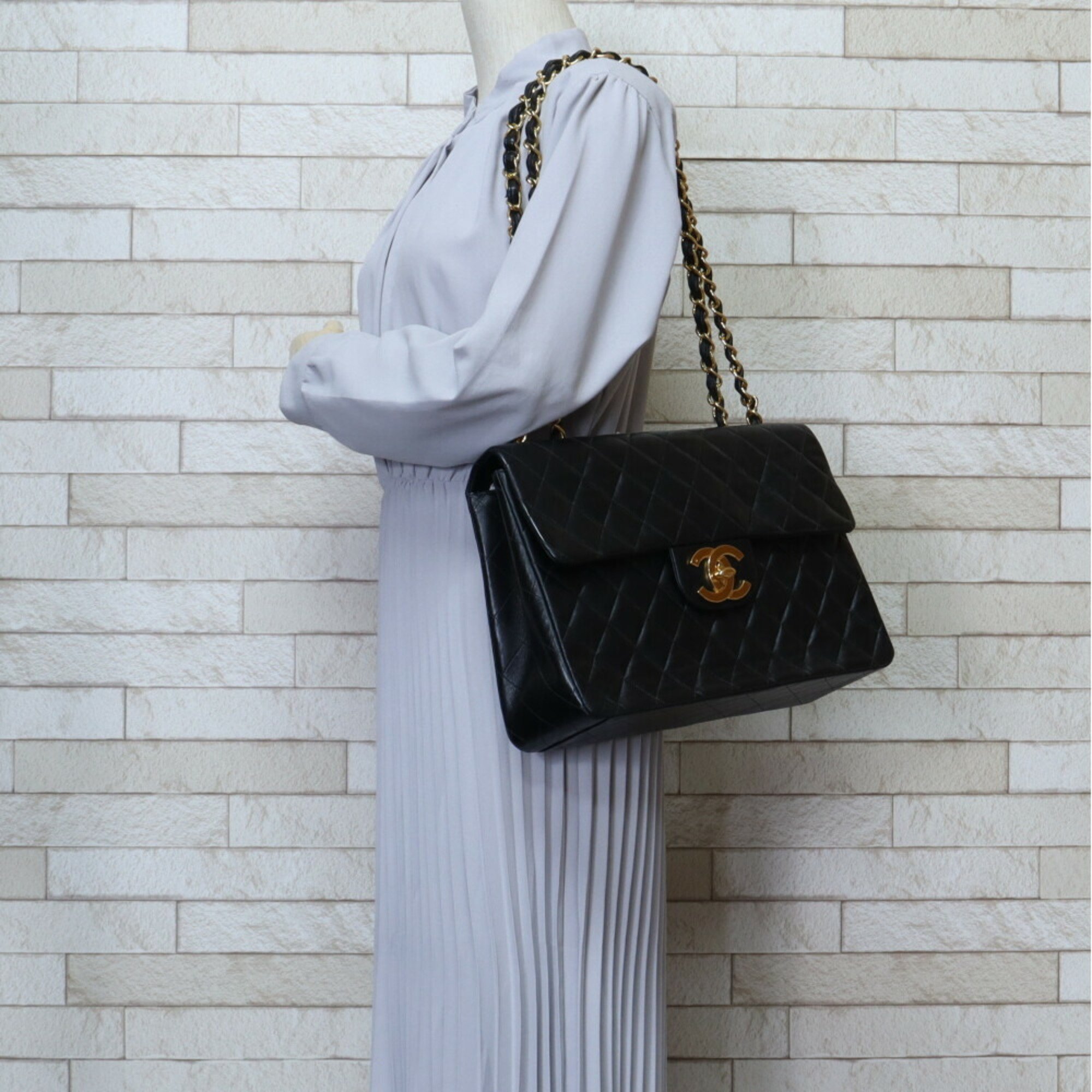 Chanel Deca Matelasse 34 Shoulder Bag Lambskin Black Women's CHANEL Chain