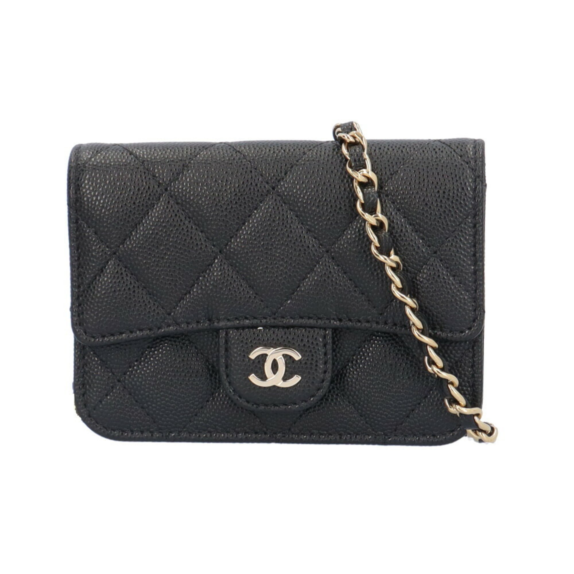 Chanel Matelasse Coco Mark Shoulder Bag Caviar Skin Black Women's CHANEL Chain