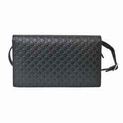Gucci Micro Guccissima Shoulder Bag Shima Leather Black Unisex GUCCI Long Wallet