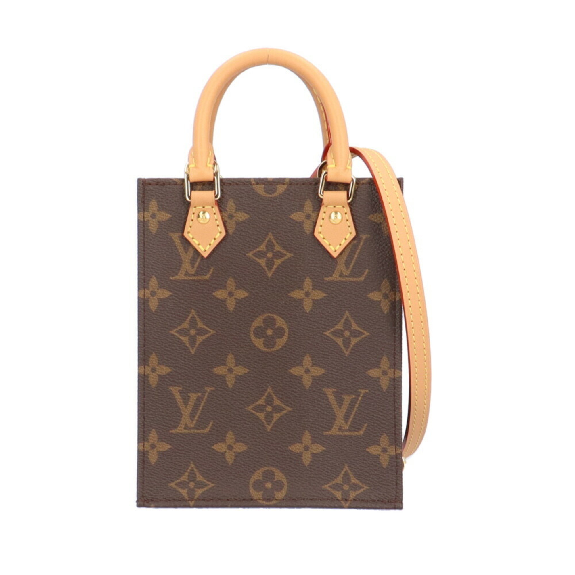 Louis Vuitton Petite Sac Plat Monogram Shoulder Bag Canvas M81295 Brown Women's LOUIS VUITTON 2way