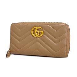 Gucci Long Wallet GG Marmont 443123 Leather Pink Beige Women's