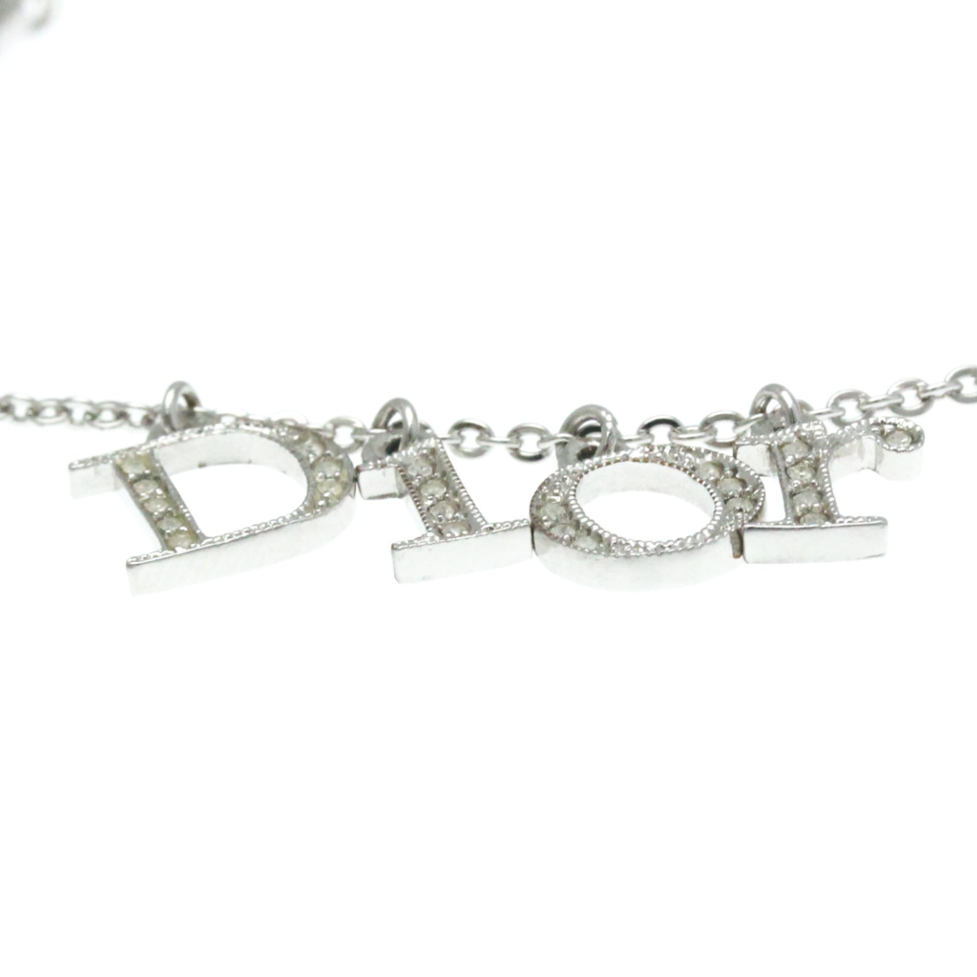 Christian Dior Rhinestone Bracelet Metal Rhinestone Charm Bracelet Silver