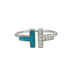 Tiffany T Wire Ring White Gold (18K) Fashion Diamond,Turquoise Band Ring Silver