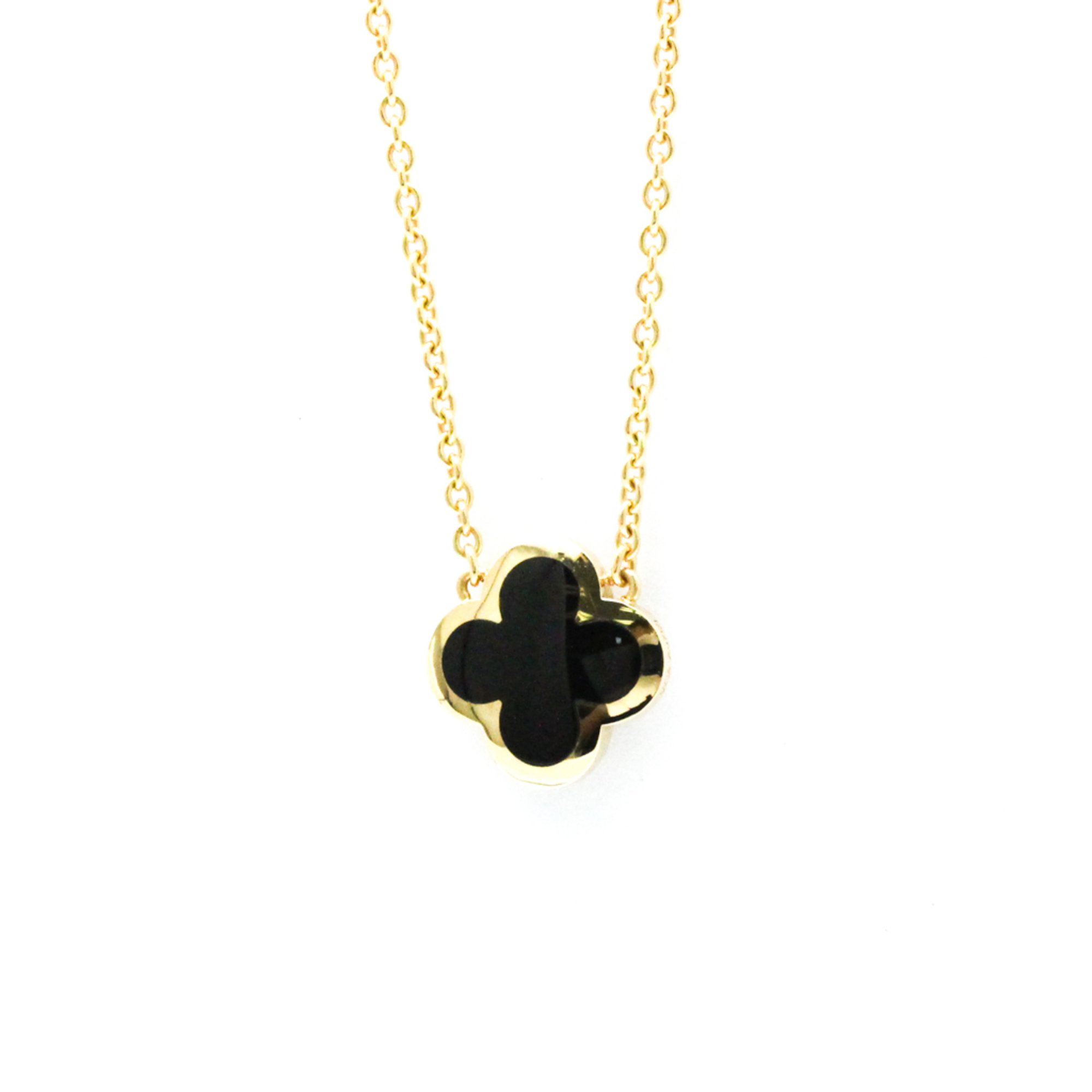 Van Cleef & Arpels Pure Alhambra Necklace VCARB13900 Yellow Gold (18K) Onyx Women,Men Fashion Pendant Necklace (Gold)