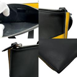 FENDI Shoulder Bag Wallet Monster Leather Black Yellow Men's z1328