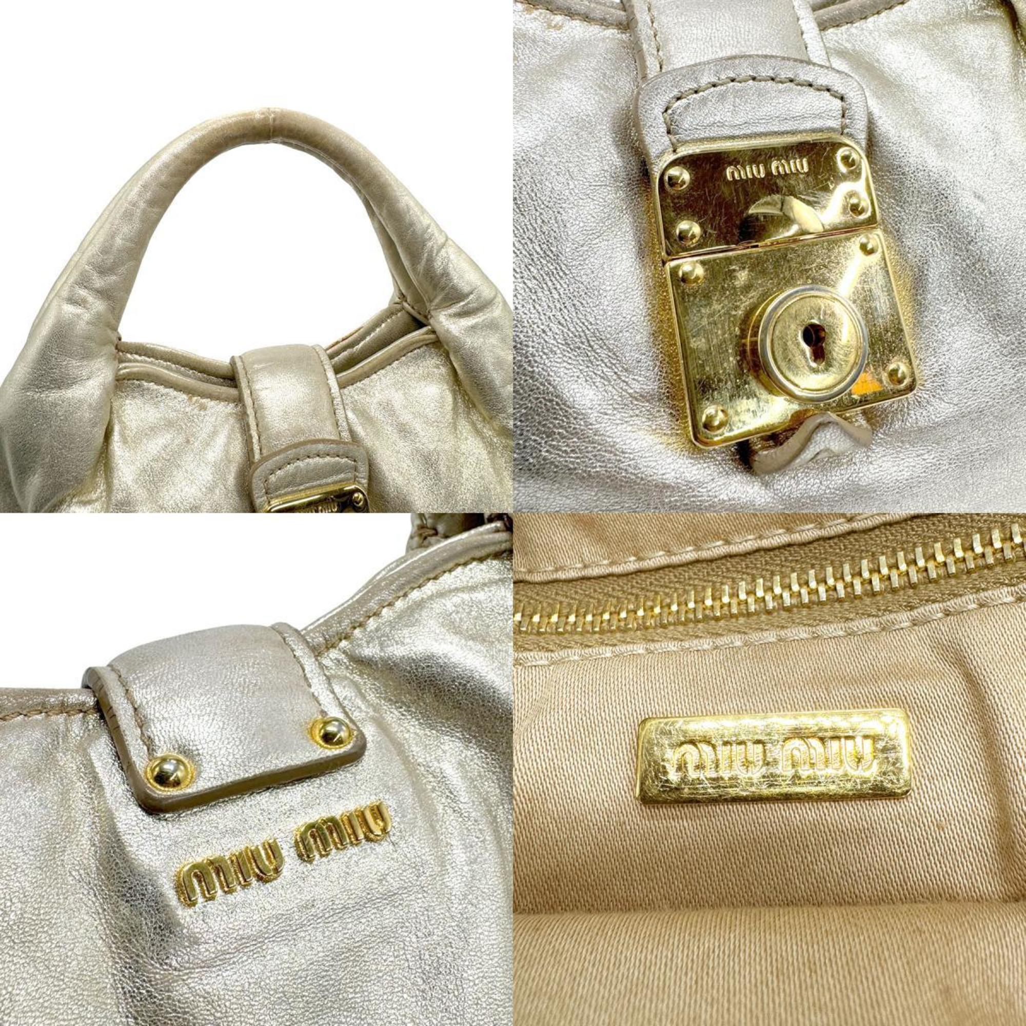 Miu Miu Miu handbag leather gold ladies z1295