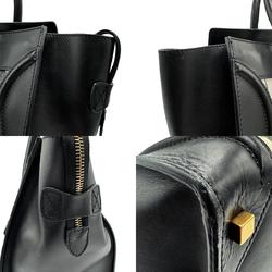 CELINE Handbag Luggage Shopper Leather Canvas Black Off-White Women's z1266