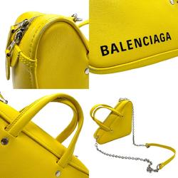 BALENCIAGA Handbag Shoulder Bag Triangle Duffle Leather Yellow Silver Women's z1246