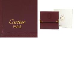 Cartier CARTIER Bi-fold Wallet Must Line Leather Bordeaux Men's Women's h30334f