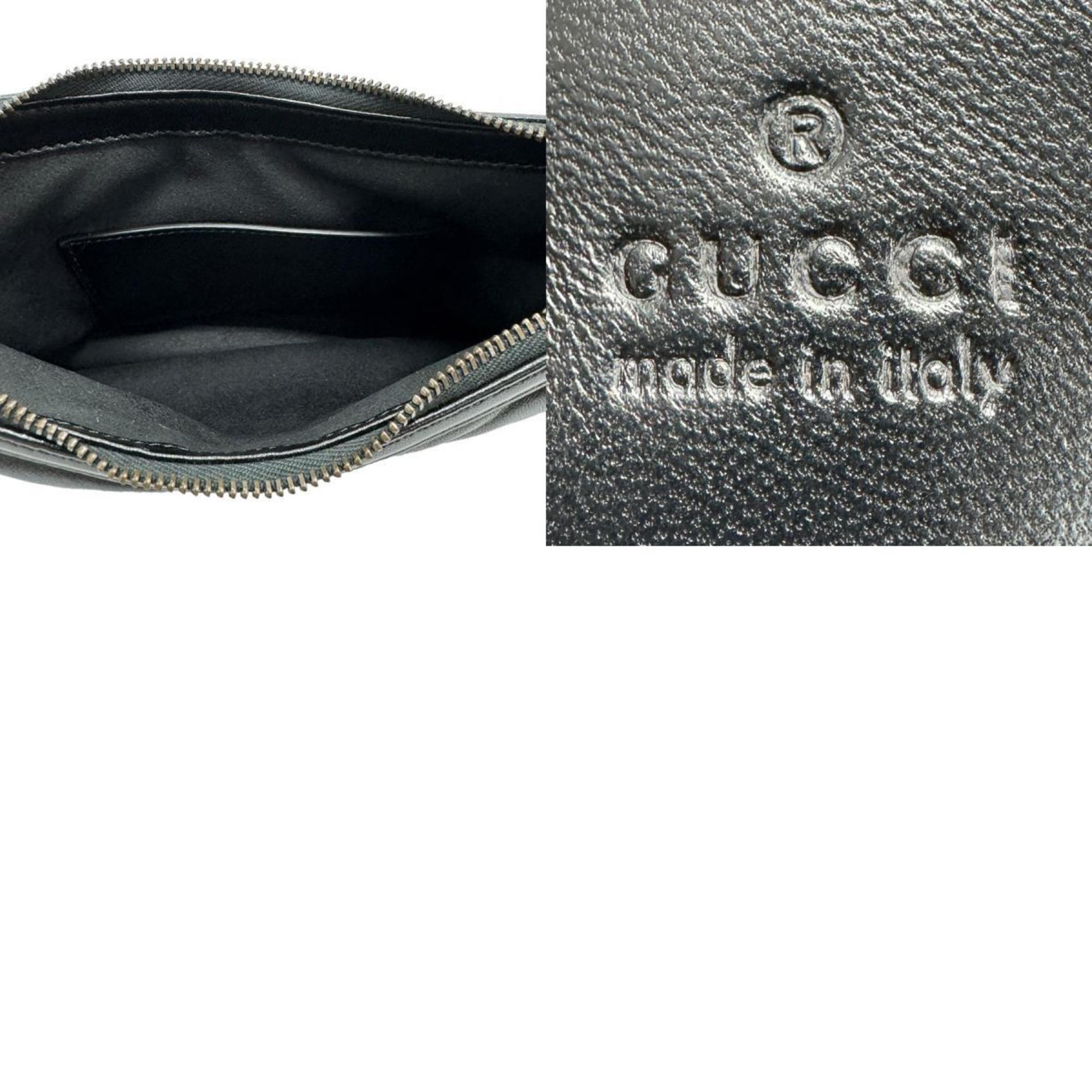 GUCCI Shoulder Bag GG Marmont Leather Metal Black Gold Women's 777263 z1242