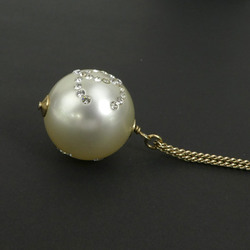 CHANEL Necklace Coco Mark Metal Faux Pearl Gold Off-White Women's e58734