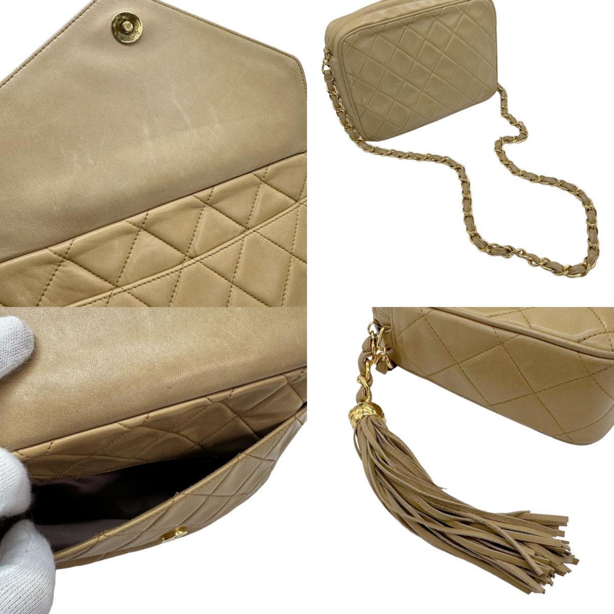 CHANEL shoulder bag, lambskin, beige, women's, z0790