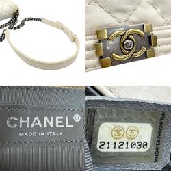 CHANEL Shoulder Bag Boy Chanel Leather Off-White Women's z1264