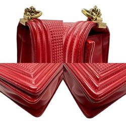 CHANEL Shoulder Bag Boy Chanel Leather Red Women's z1330