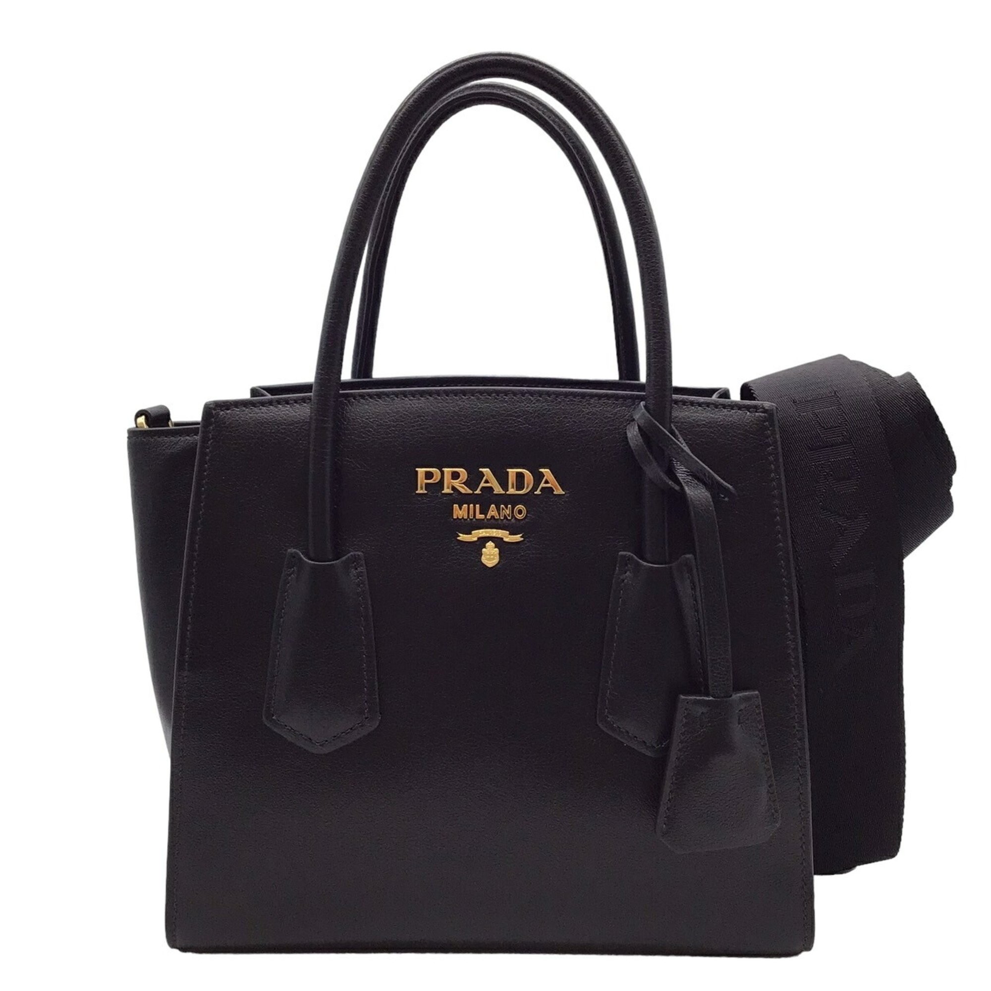 PRADA Prada Tote Bag 1BG369 Shoulder Handbag Black Leather Women's
