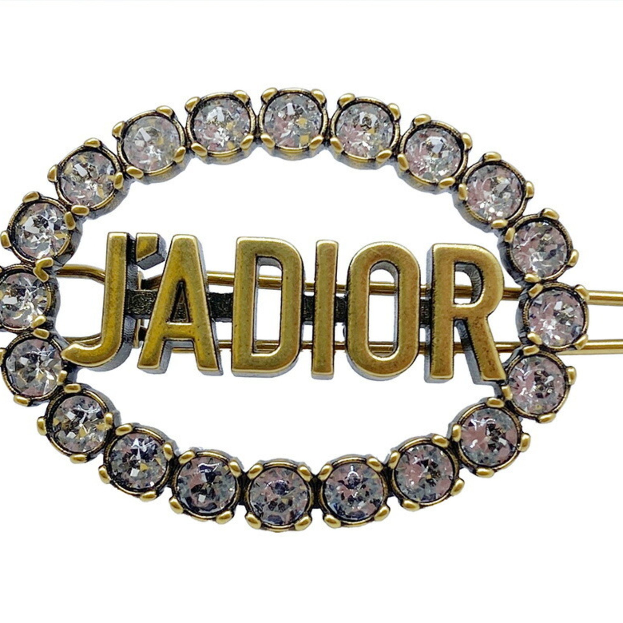 Christian Dior J'ADIOR Hair Clip GP Gold Rhinestone Women's