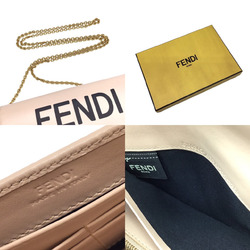 FENDI Chain Wallet Leather Pink 8M0365 Purse Long Goods Women's