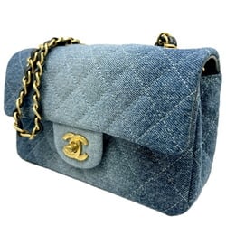 CHANEL Chanel Matelasse Chain Shoulder Bag Denim Blue Handbag Compact Women's