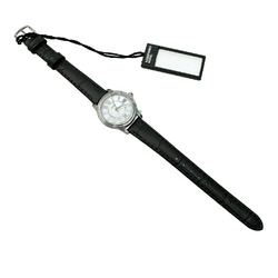 FENDI Momento Shell Dial Wristwatch F254024511 Quartz Stainless Steel Leather Silver Black Women's