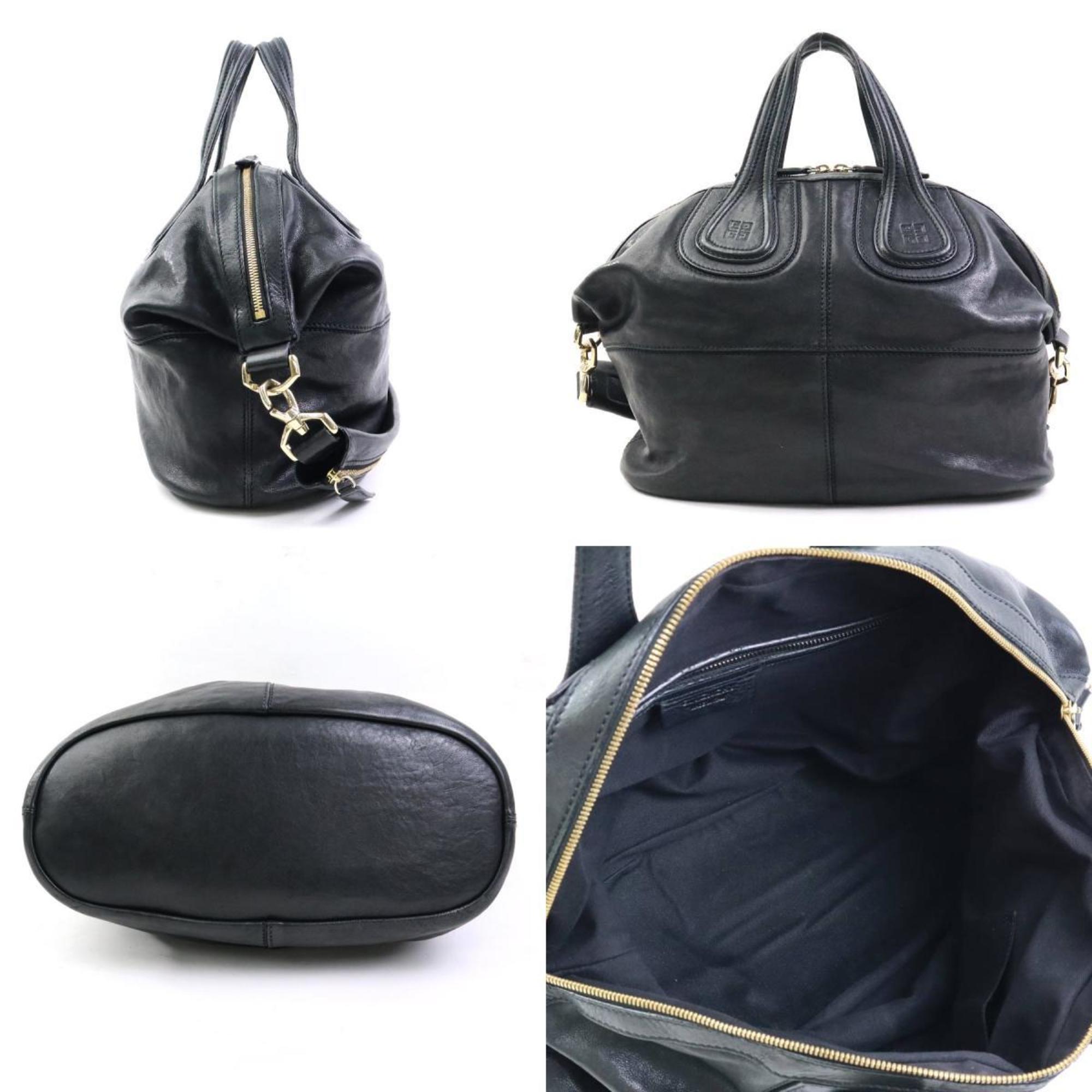 Givenchy Handbag Shoulder Bag Nightingale Leather Black Gold Women's e58720a