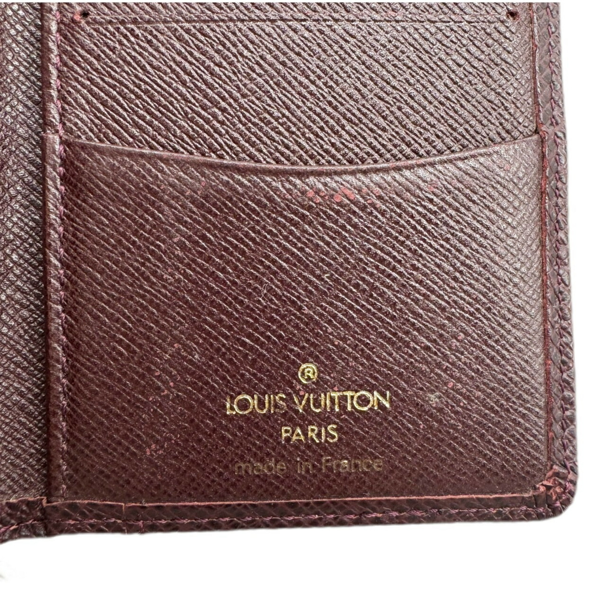 LOUIS VUITTON Louis Vuitton Organizer de Poche Business Card Holder/Card Case Taiga Acajou Reddish Brown M30516 MI1011 Holder Pass Men's Women's