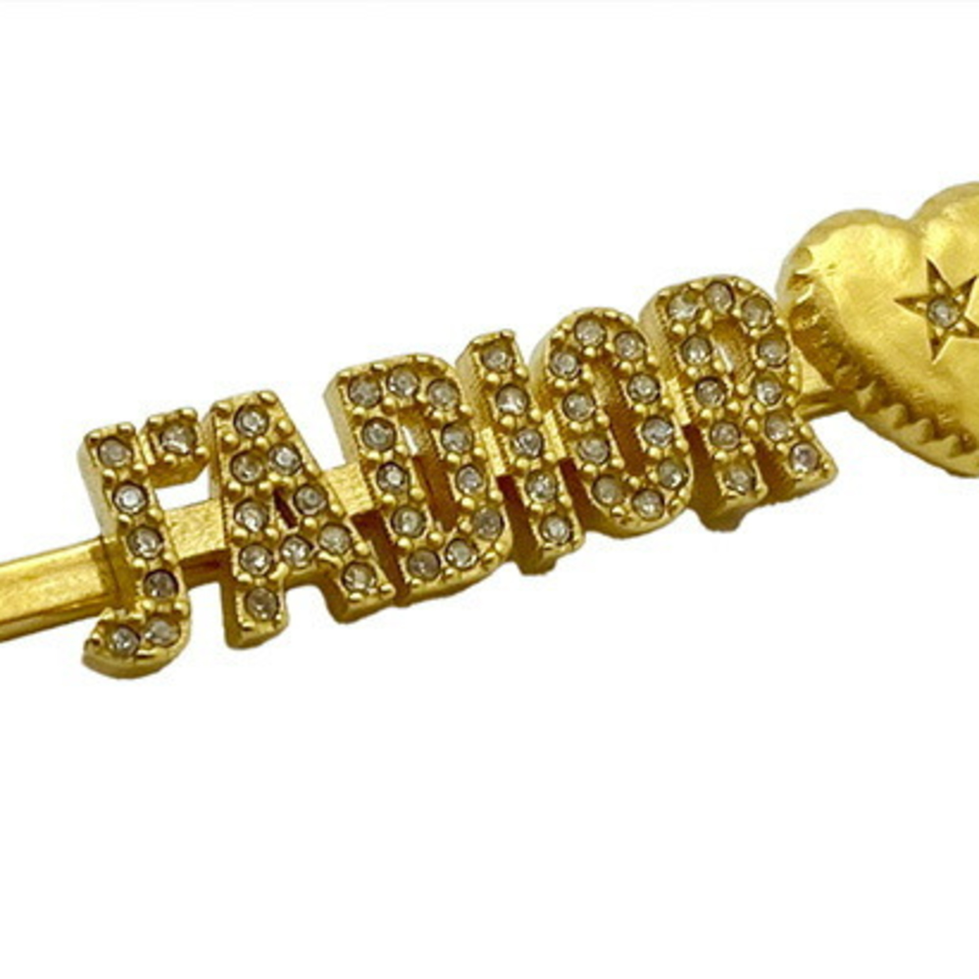 Christian Dior J'ADIOR Hair Clip GP Gold Rhinestone Heart Star Women's