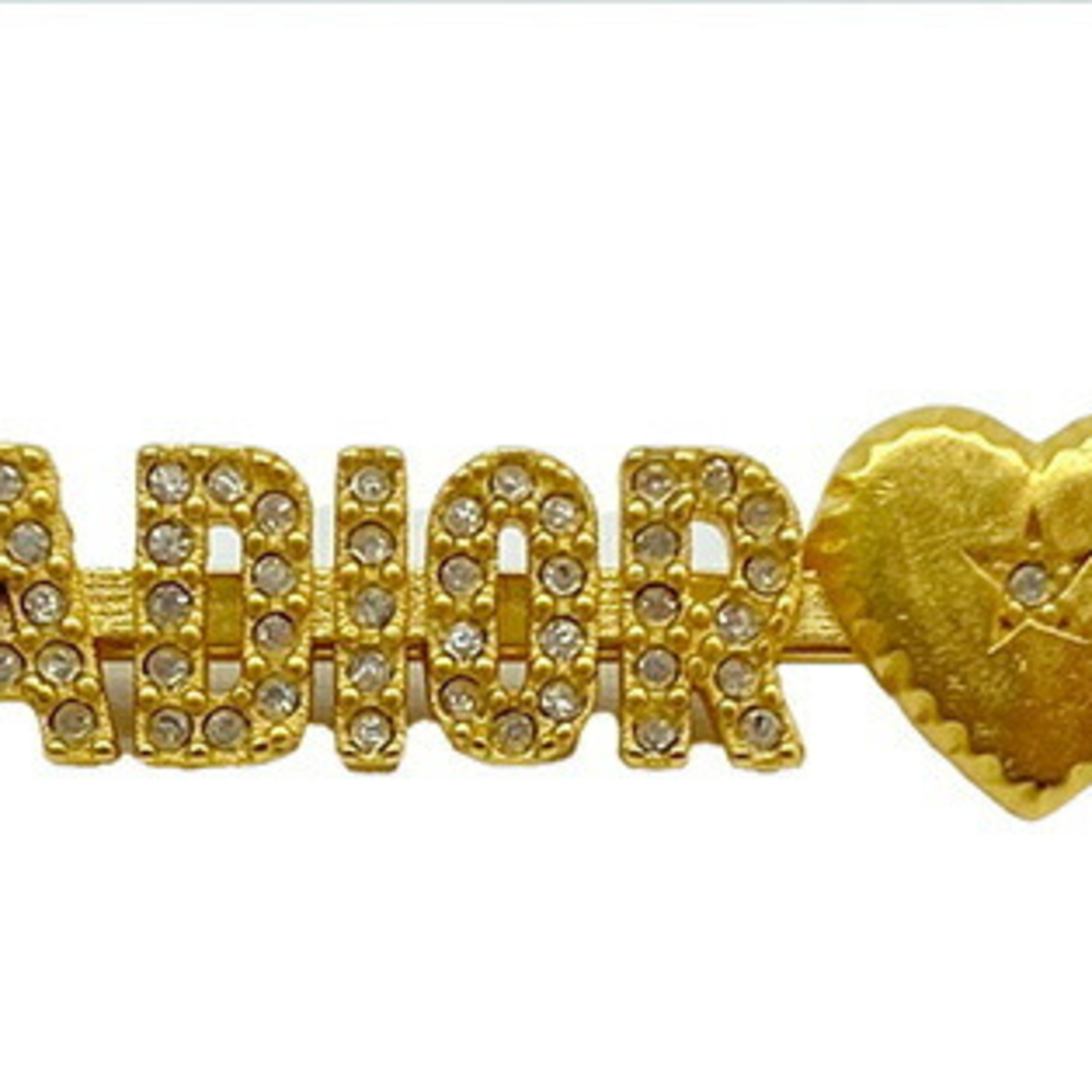 Christian Dior J'ADIOR Hair Clip GP Gold Rhinestone Heart Star Women's