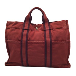 HERMES Hermes Foul Tote MM Canvas Wine Red Bag Handbag Lesson Shopping Women Men