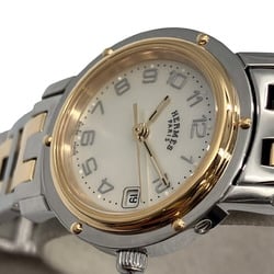 HERMES Clipper CL4.220 Shell Dial Combi Stainless Steel GP SS Wristwatch Quartz Battery-powered Ladies