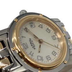 HERMES Clipper CL4.220 Shell Dial Combi Stainless Steel GP SS Wristwatch Quartz Battery-powered Ladies