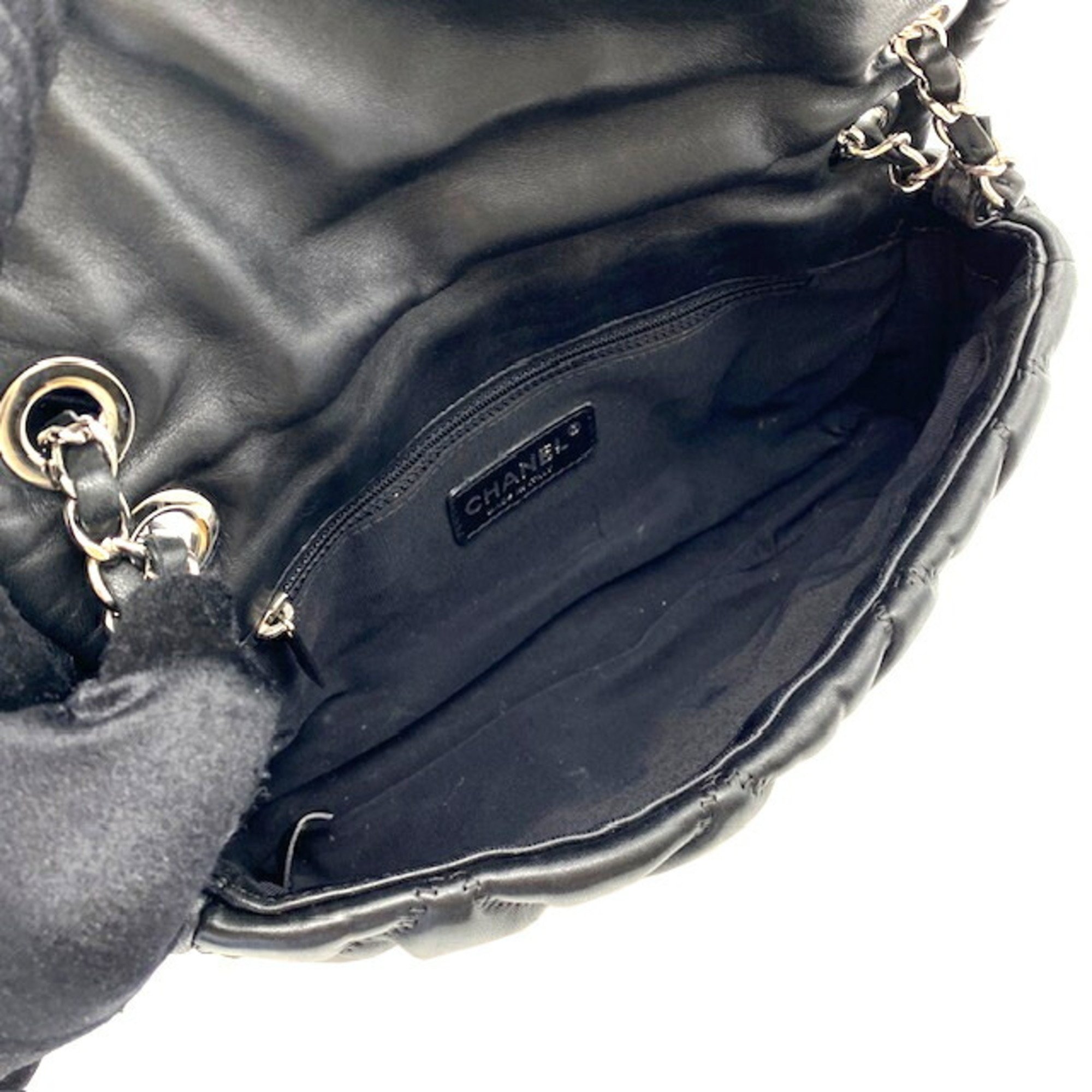 CHANEL Bubble Quilt Chain Shoulder Bag in Lambskin, Black