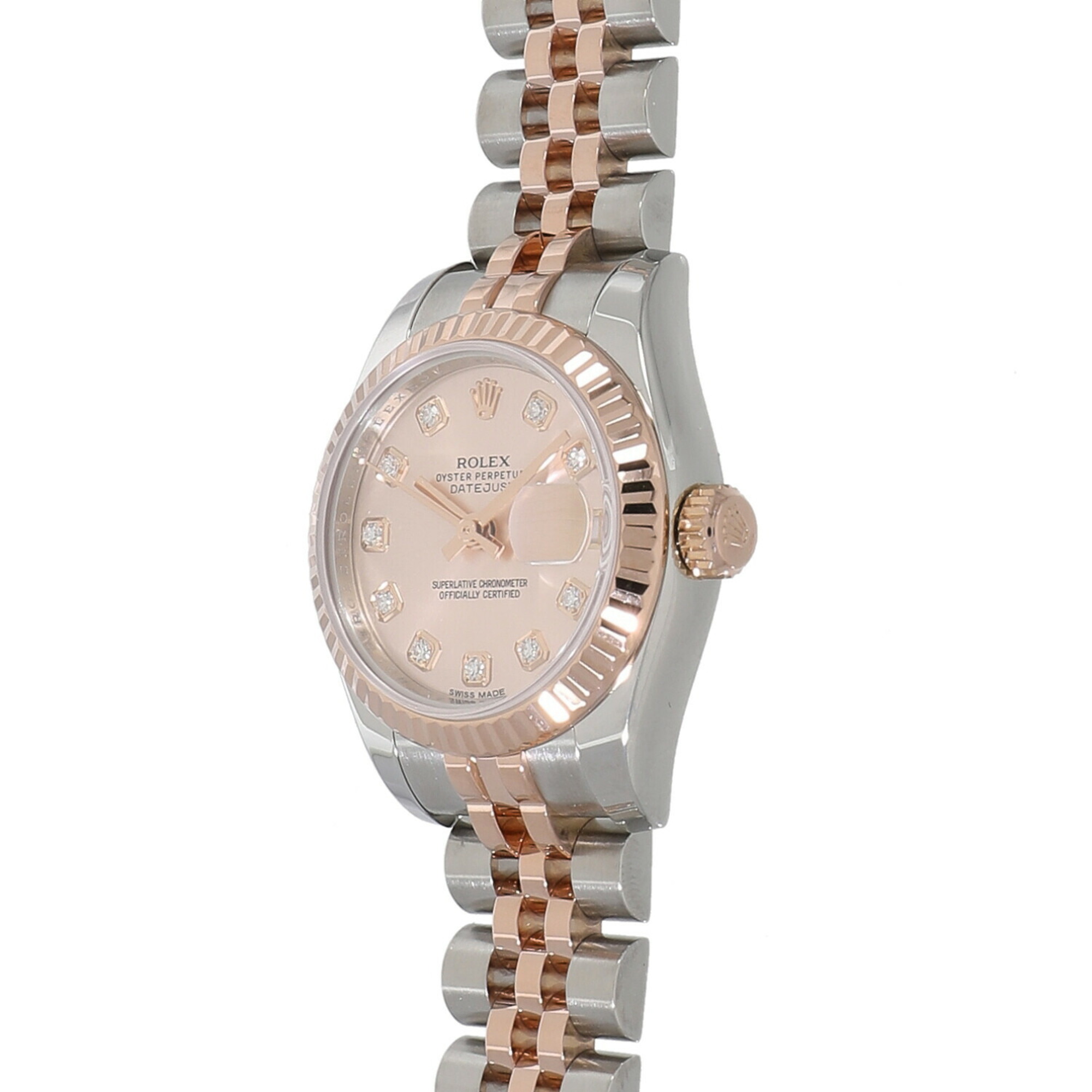 Rolex Datejust 179171G Silver x 10P Diamond Ladies Watch