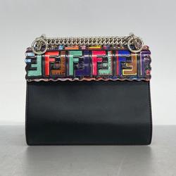 Fendi Shoulder Bag Canai Leather Black Multicolor Women's