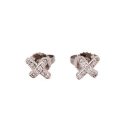 Tiffany earrings cross stitch diamond Pt950 platinum ladies