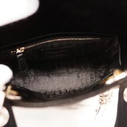 Christian Dior Handbag Cannage Lady Satin Black Women's