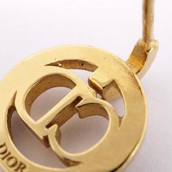 Christian Dior Earrings CD Circle Rhinestone GP Plated Gold Women's