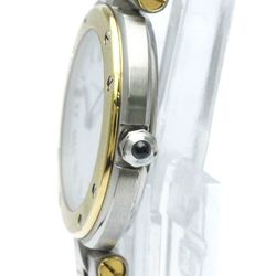 Polished CARTIER Santos Round 18K Gold Steel Quartz Ladies Watch BF568282