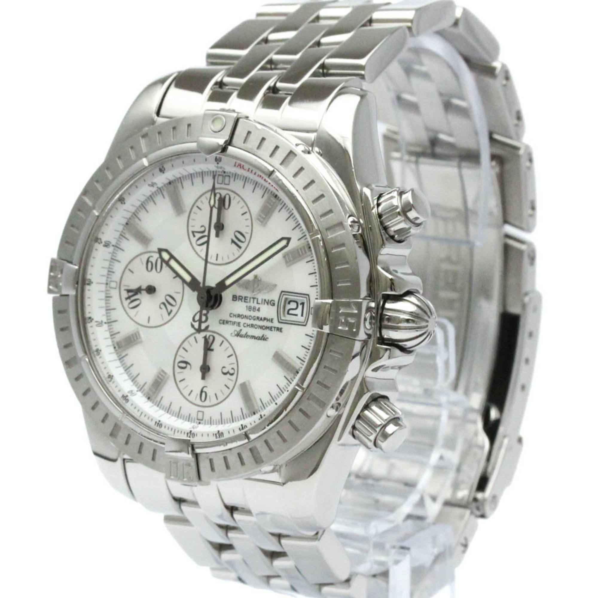 Polished BREITLING Chronomat Evolution MOP Steel Automatic Watch A13356 BF571641