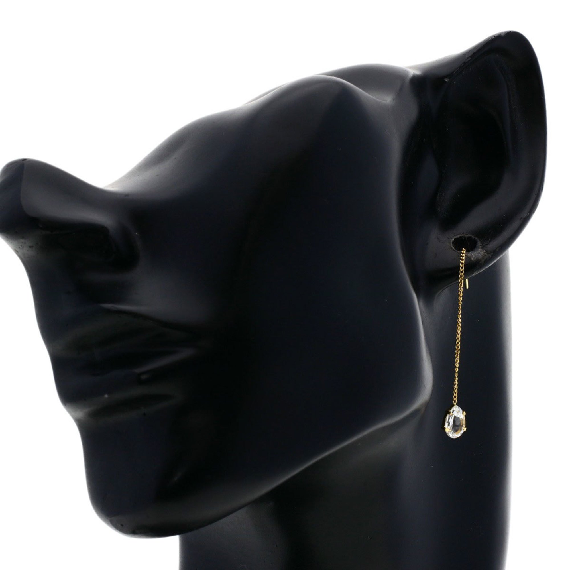 Clear stone earrings, K18 yellow gold, 0.63g, for women