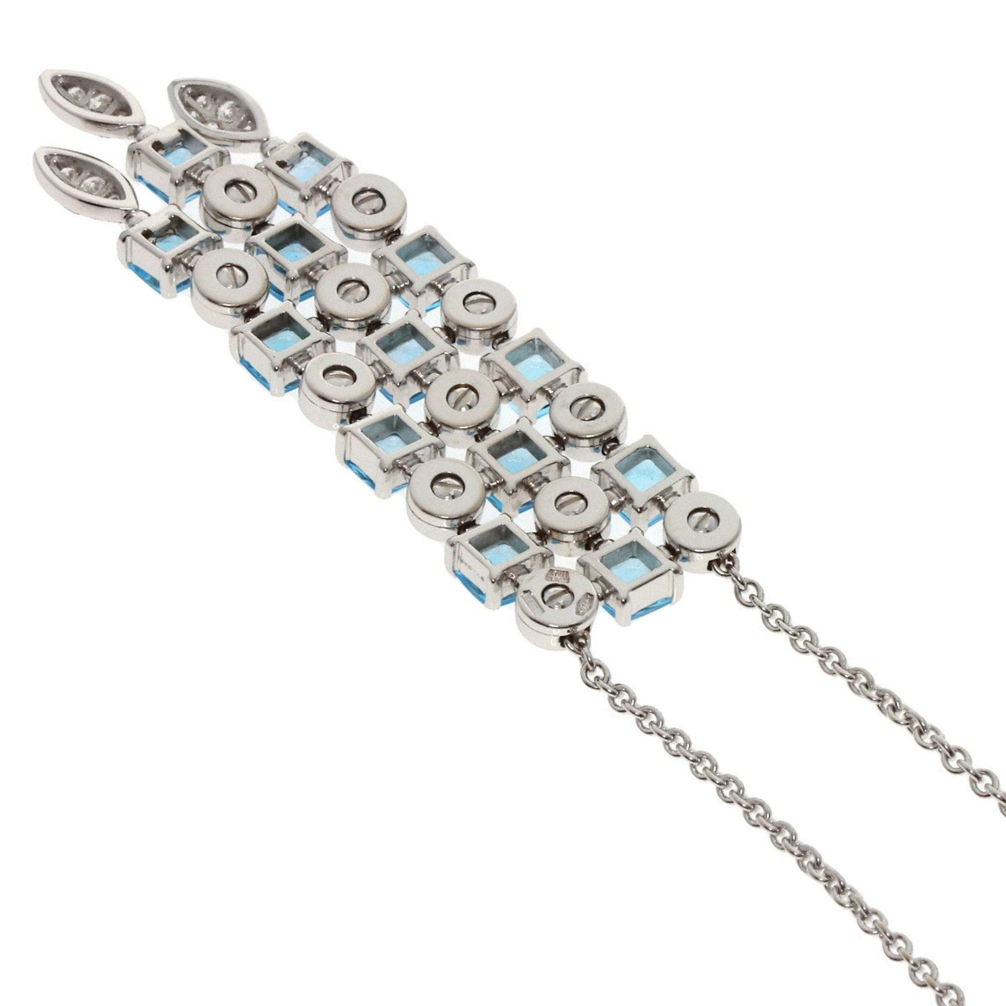 BVLGARI Lucia Blue Topaz Diamond Necklace K18 White Gold for Women