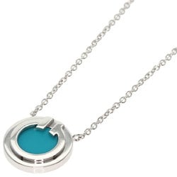 Tiffany T TWO Circle Turquoise Limited Edition Necklace K18 White Gold Women's TIFFANY&Co.
