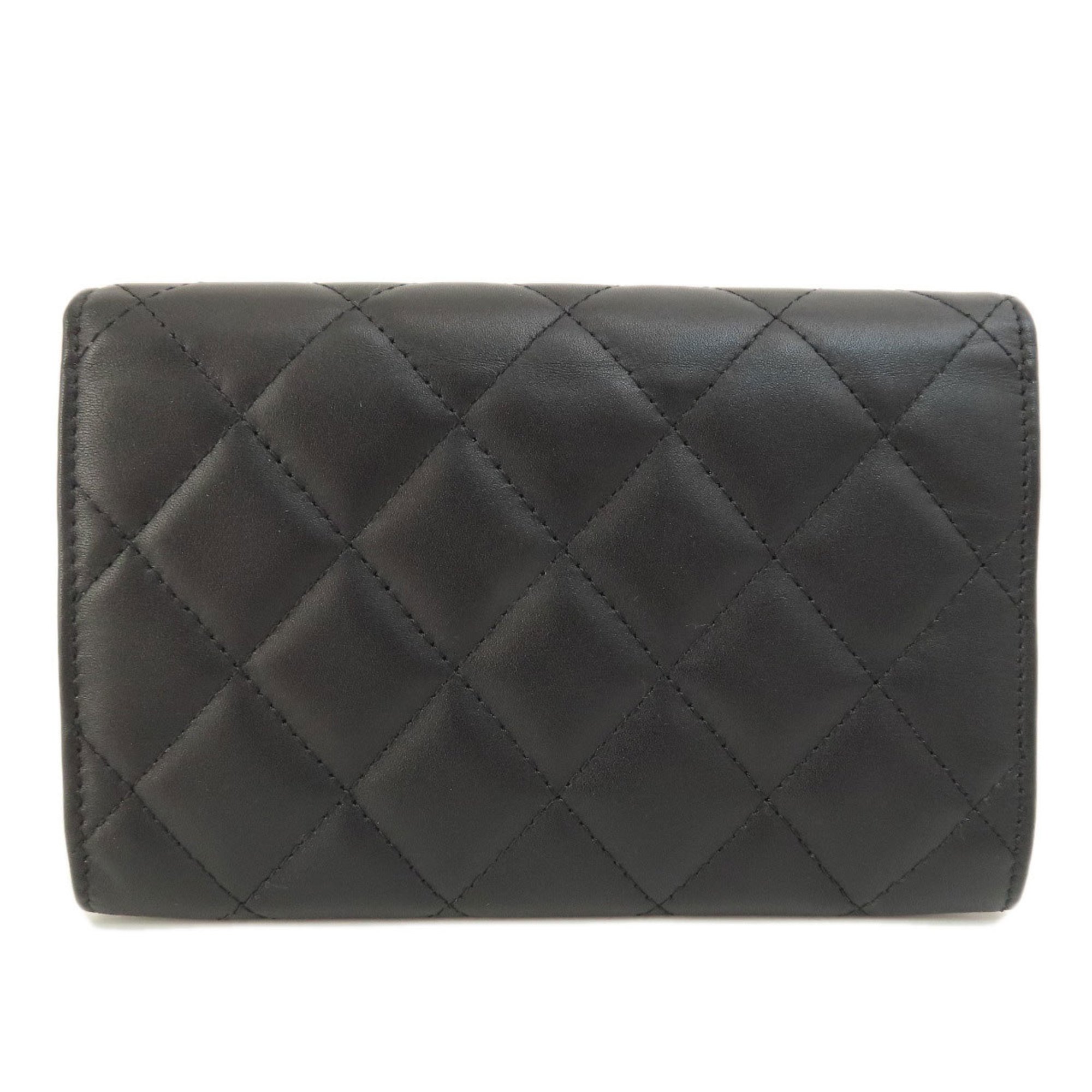 CHANEL Cambon Line Bi-fold Wallet Lambskin Women's