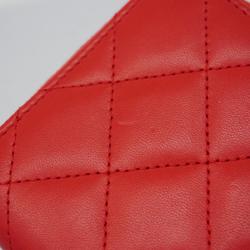 Chanel Long Wallet Matelasse Lambskin Red Women's