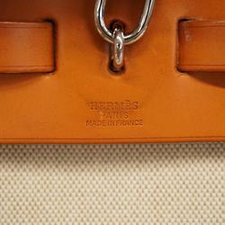 Hermes Handbag Airbag MM □B Stamp Toile H Natural Women's