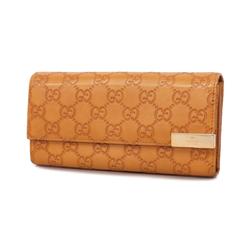 Gucci Long Wallet Guccissima 257011 Leather Beige Women's