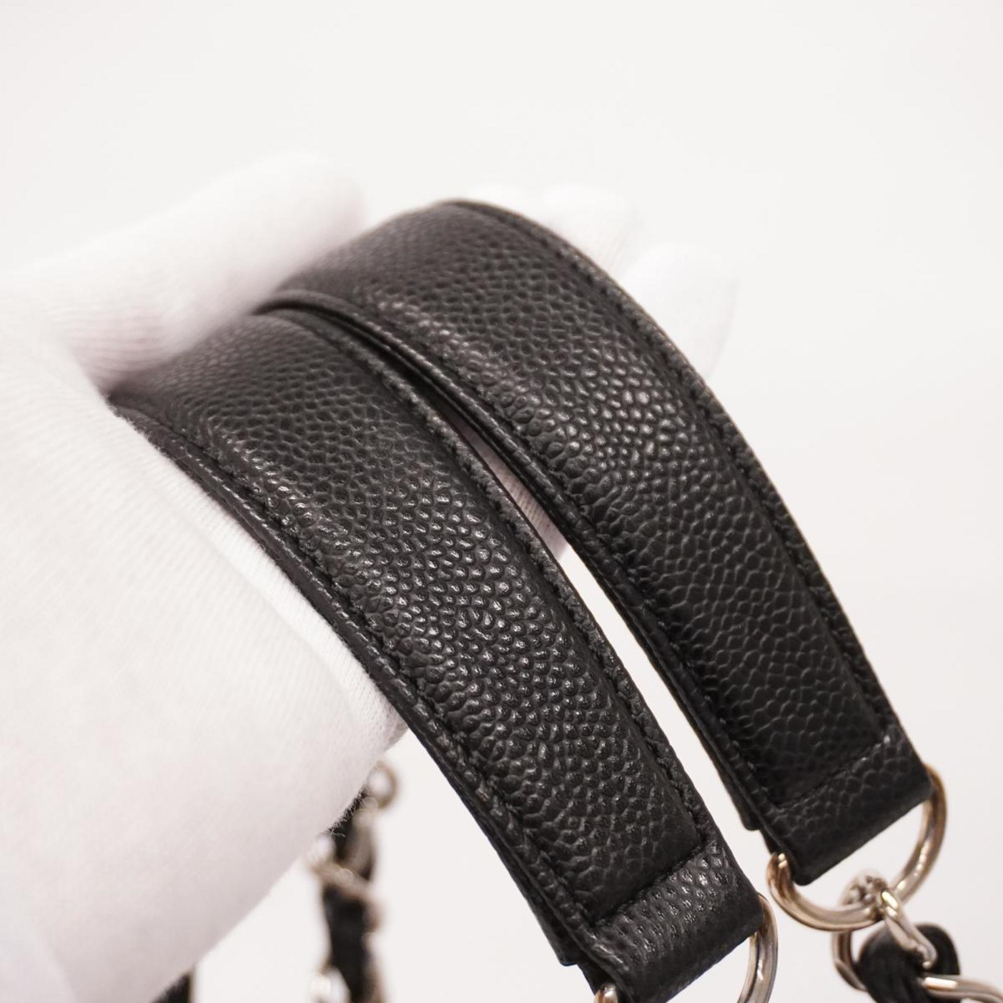 Chanel Tote Bag Matelasse Chain Shoulder Caviar Skin Black Women's